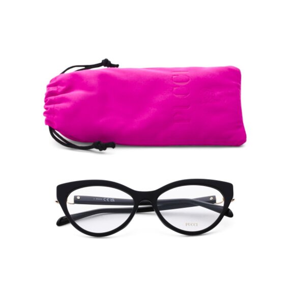 EMILIO PUCCI Shiny Black 54mm Cat Eye Opticals - Picture 1 of 2